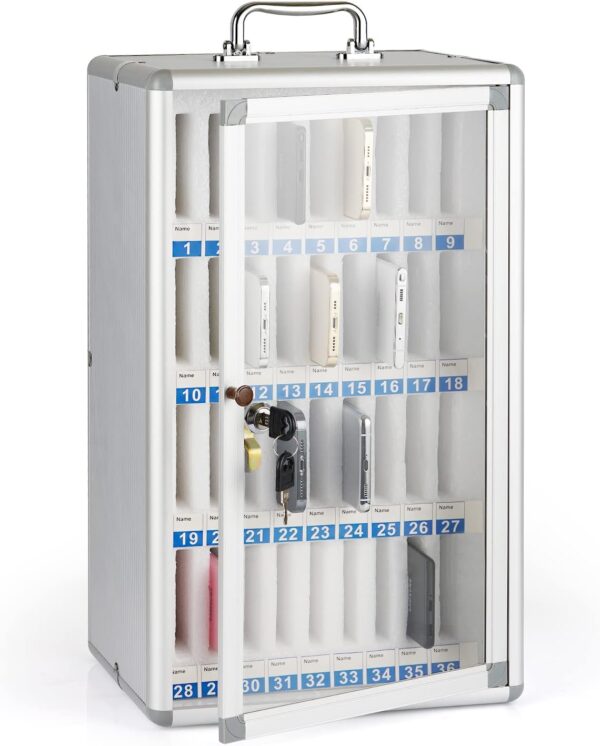 Secure 36-Slot Aluminum Alloy Cell Phone Storage Locker for Classroom, Office, and Public Spaces