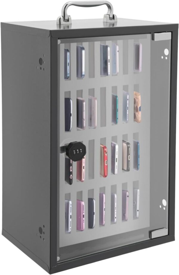Stainless Steel Pocket Chart Cell Phones Storage Cabinet with Combination Lock, Wall Mounted Cell Phone Locker Box, Cellphone Locker Box for Classroom Office Factory Labs (36 Slots)