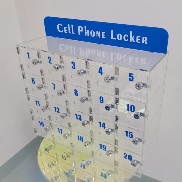 Secure Acrylic Lock Box with 20 Individual Locks, Desk or Wall-Mounted for Office, Classroom, and Factory Use