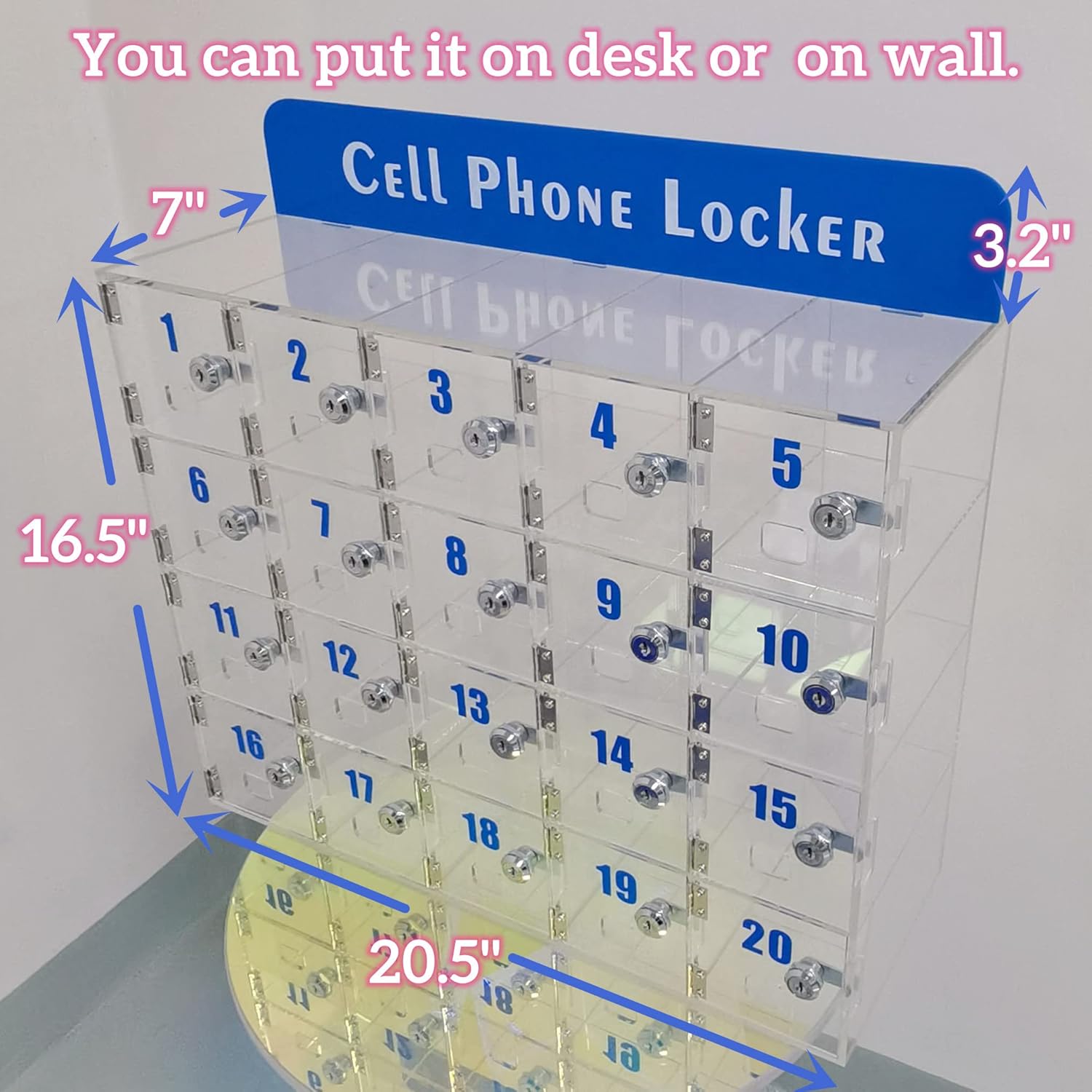 20-Slot Acrylic Cell Phone Locker 20-Slot Acrylic Cell Phone Locker
