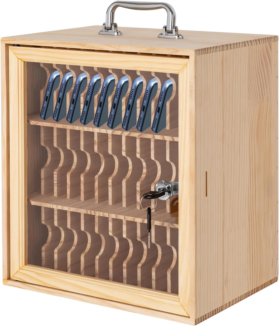Cell Phone Storage Cabinet – Secure Organizer for Classrooms, Offices, and More – 36 Slot Phone Lock Box with Acrylic Door