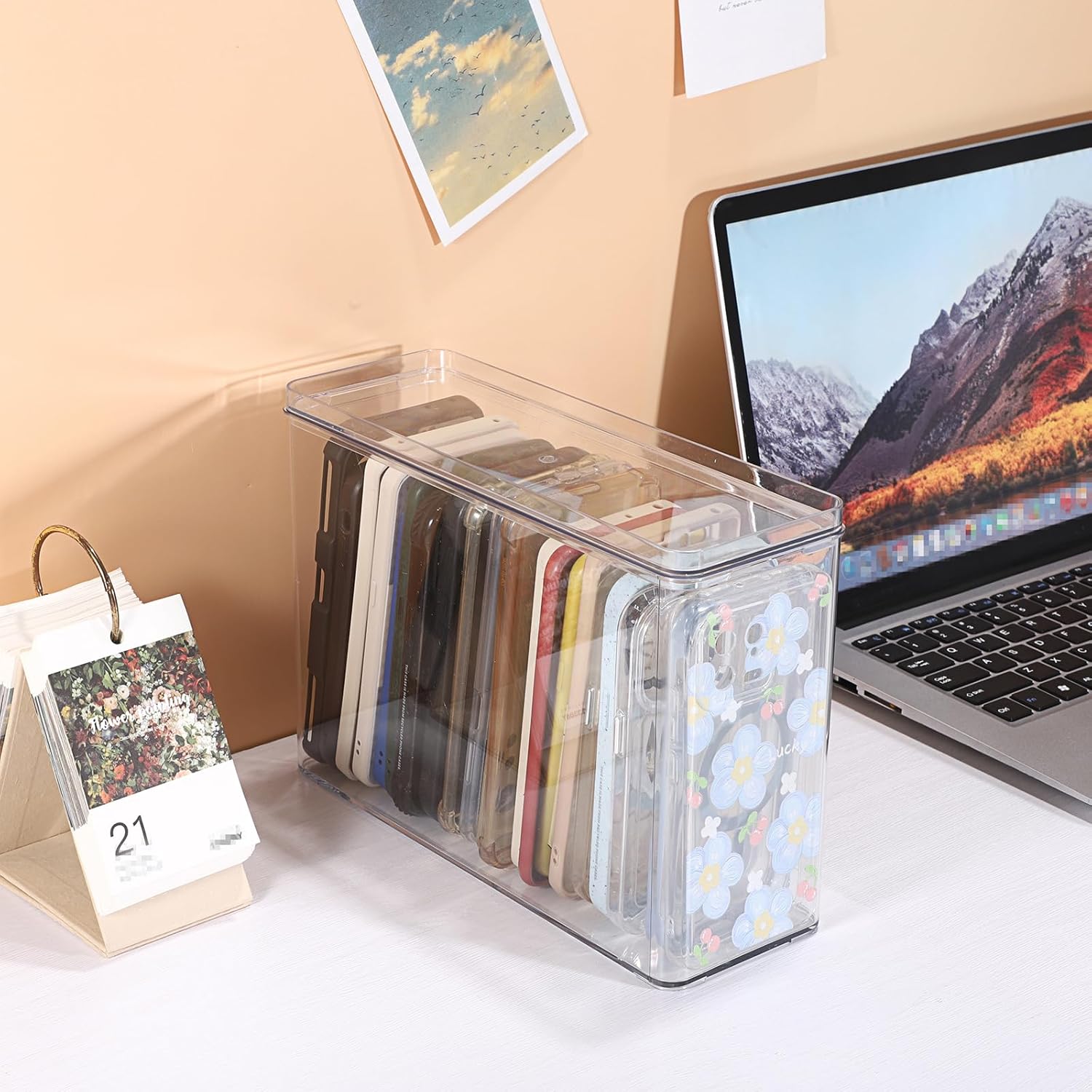 Plastic Storage Box Transparent storage bin for organizing phone cases accessories and small essentials