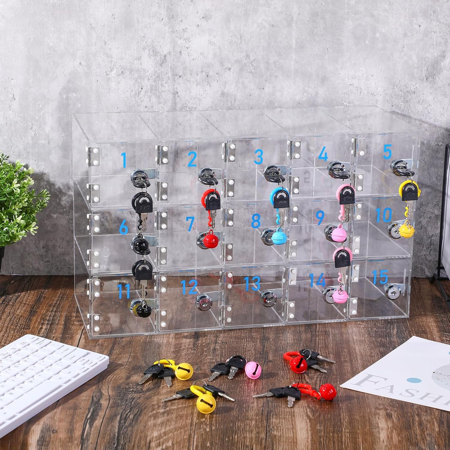 15-Slot Cell Phone Locker 15 slot acrylic phone locker box for easy access and secure mobile device storage