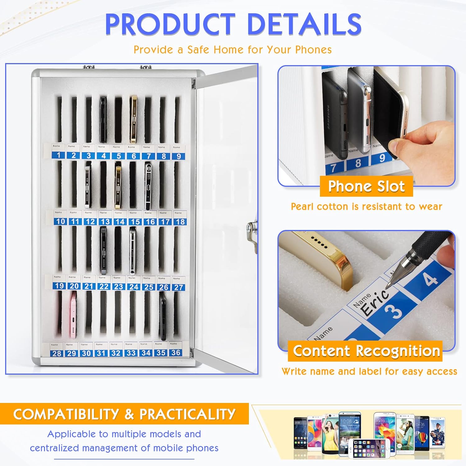 Phone Organizer Unit 36 slot phone organizer unit for classroom secure mobile storage in schools and offices