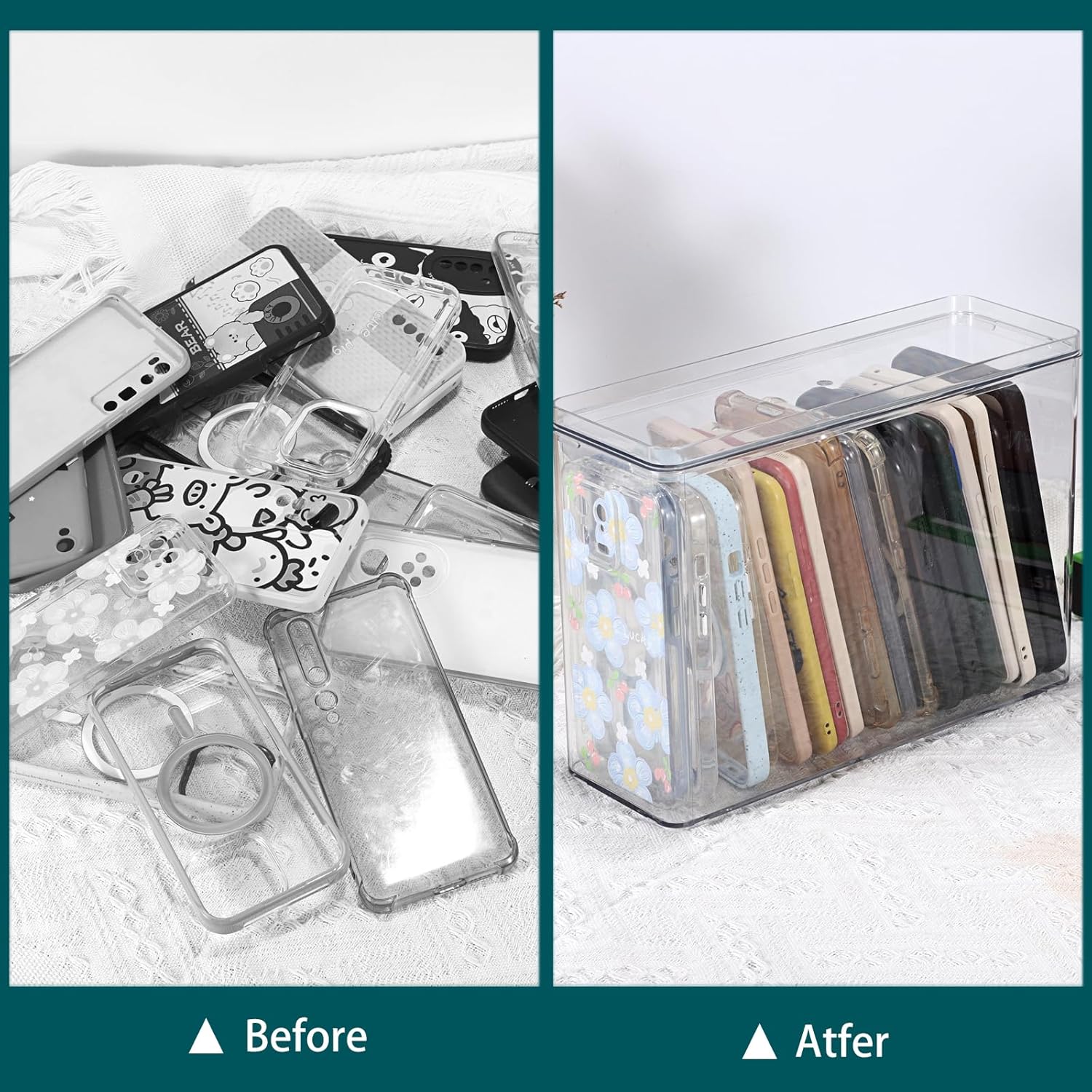 Plastic Storage Box Clear plastic stackable storage organizer box for phone cases and small items