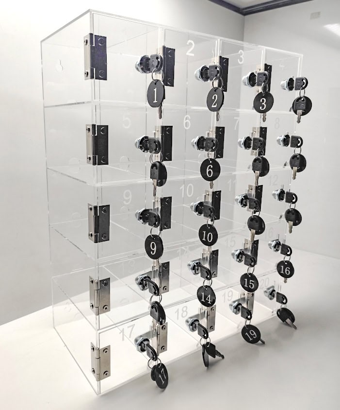 Acrylic Cell Phone Lock Box with Wall-Mount Design, Clear Cell Phone Locker for Classroom & Office